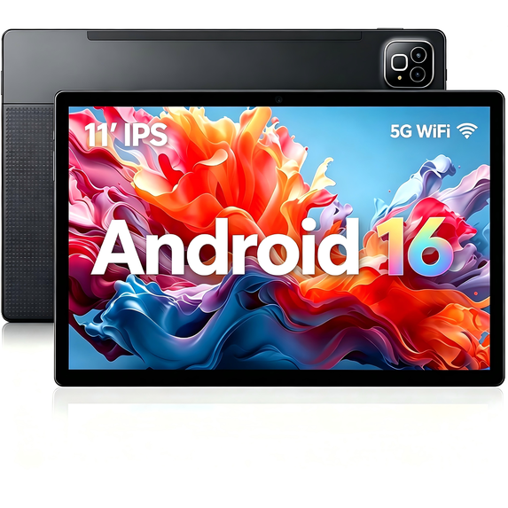 2026 Android 16 Tablet 11inch, Face Unlock, 32GB+256GB+1TB Expand, Octa-core CPU, 7800mAh Large Battery, WiFi6, Touchscreen Display, Widevine L1,Black