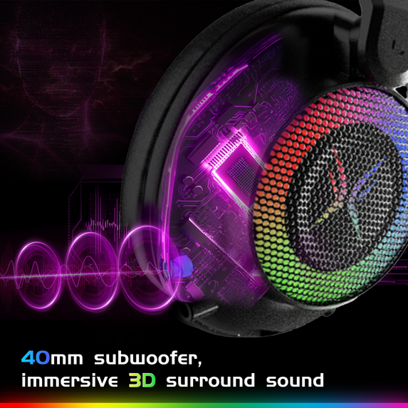 Gaming Headset with Mic Stereo Headphones for Pc PS5, Xbox | RGB Wired Over-Ear Noise Cancelling for Xbox Series X/S, PS4, Nintendo Switch, Computer, Laptop, Mac