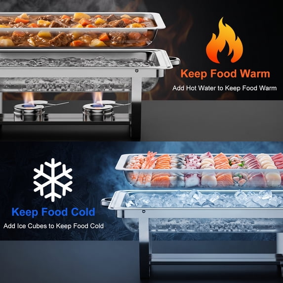 Chafing Dishes for Buffet Set 4 Pack, Stainless Steel Catering Chafer, Buffet Server Food Warmer with Lids for Parties, Events, Wedding, Camping, Family Dinner