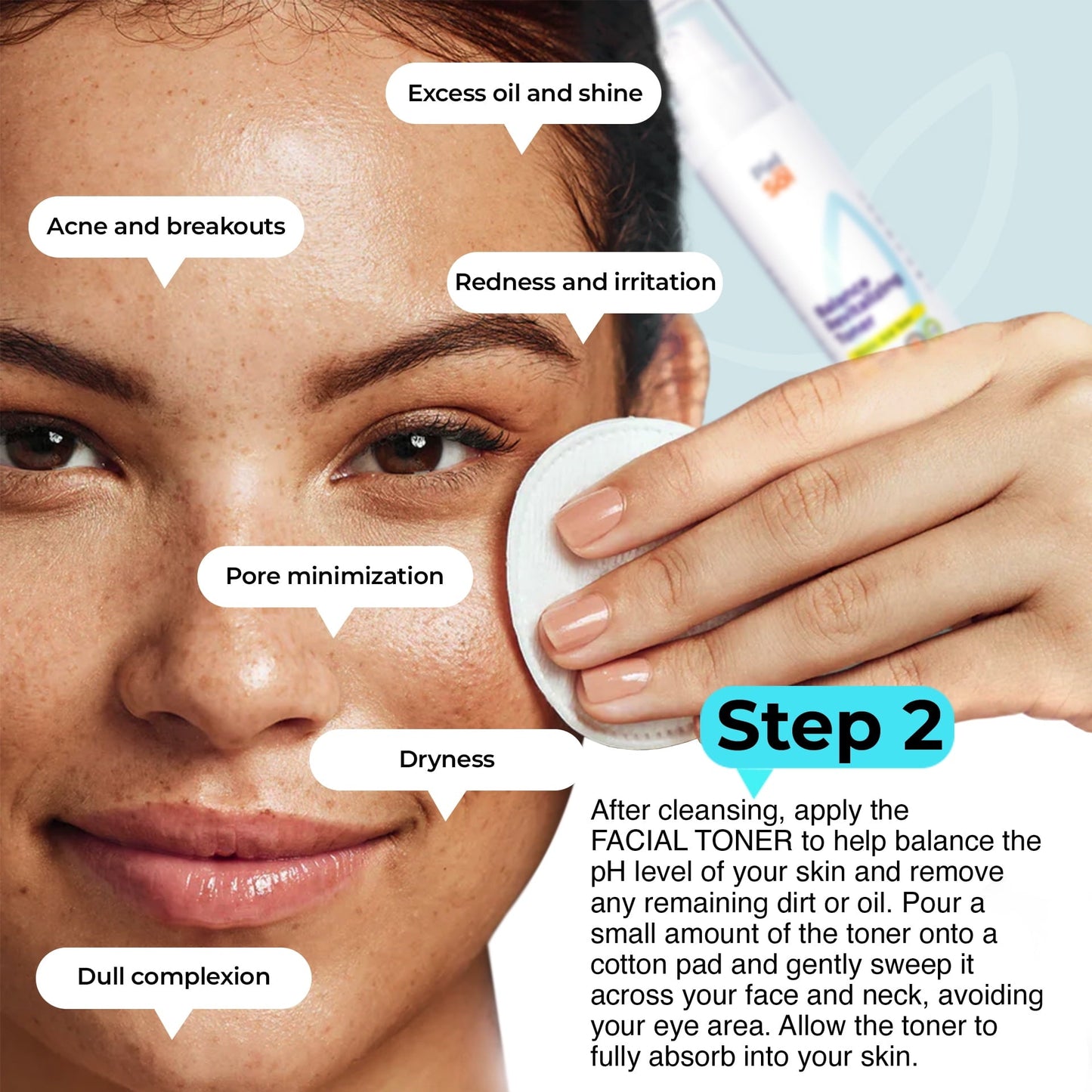 Piel del Sol Daily Care Set Acne Foaming Wash Cleanser and Alcohol-Free Facial Toner