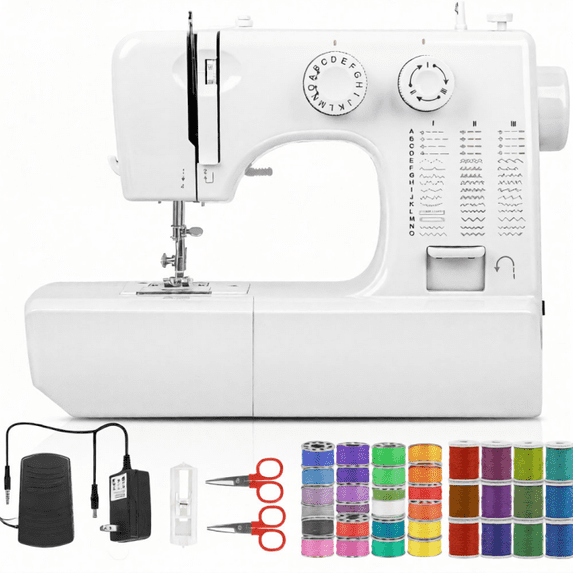 Sewing Machine for Beginners, Portable Sewing Machine Dual Speed, Foot Pedal, Easy to Thread Sew Accessories Kit for Home