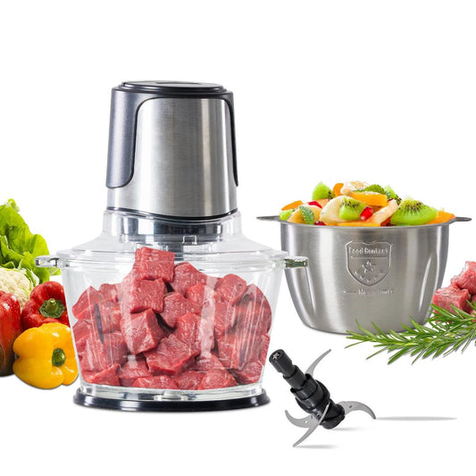Electric Food Processor & Food Chopper with Dual Bowls, Meat Grinder & Vegetable Chopper