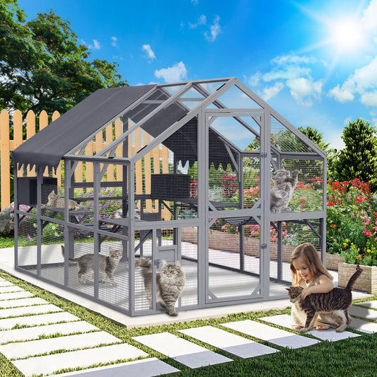 Outdoor Large Catio, 110" Cat Enclosure for Multiple Cats
