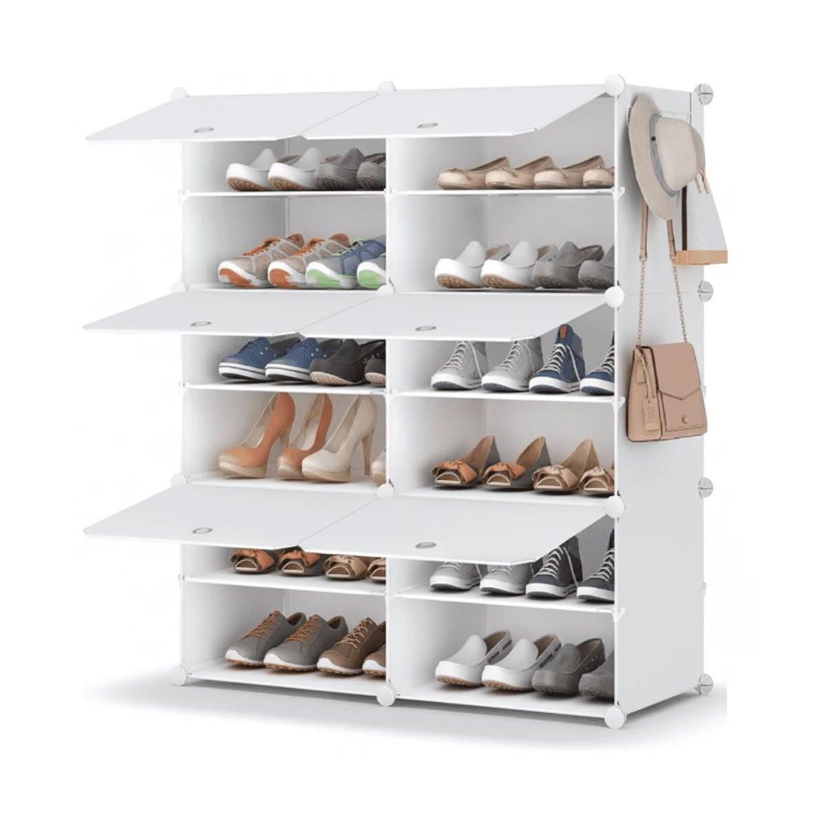 Shoe Rack Storage Cabinet, 6 Tier Shoe Organizer with Doors