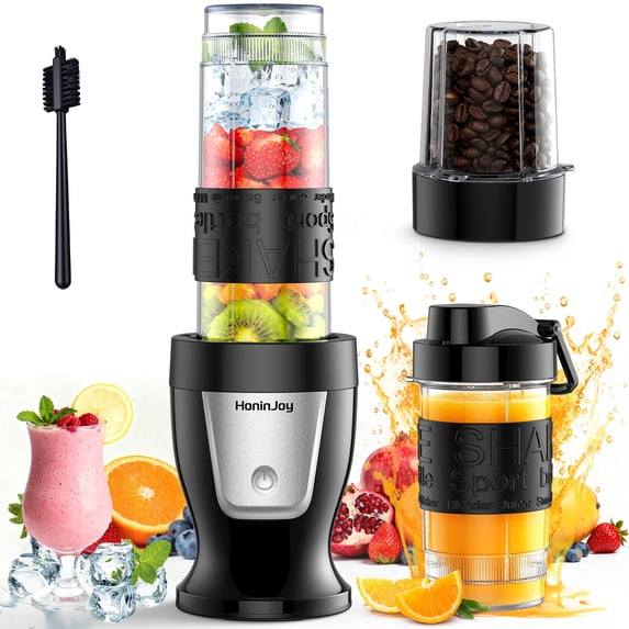 Portable Blender, Compact Personal Blender for-Smoothies, Shakes, Food Prep, and Frozen Blending, 20-oz. Cups and Spout Lids, Grinding Cup