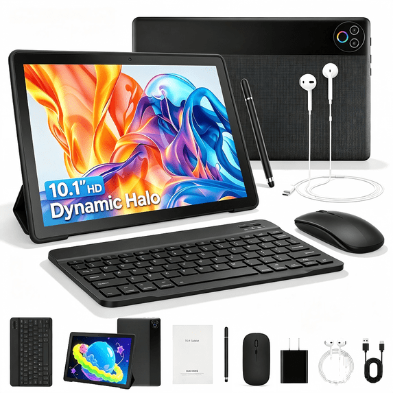 AEEZO 10.1 Inch Tablet Set with Keyboard and Mouse, 16GB RAM 32GB ROM 1TB Expand, 5G WiFi Octa-Core, Black