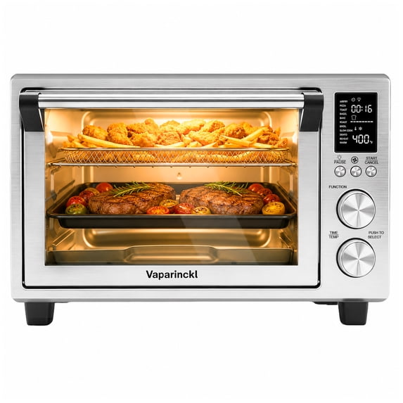 26.5QT Air Fryer Toaster Oven, Digital Control with 11-in-1 Multifunction Countertop, Clear-viewing Window, Oil-Less 1500W, Stainless Steel