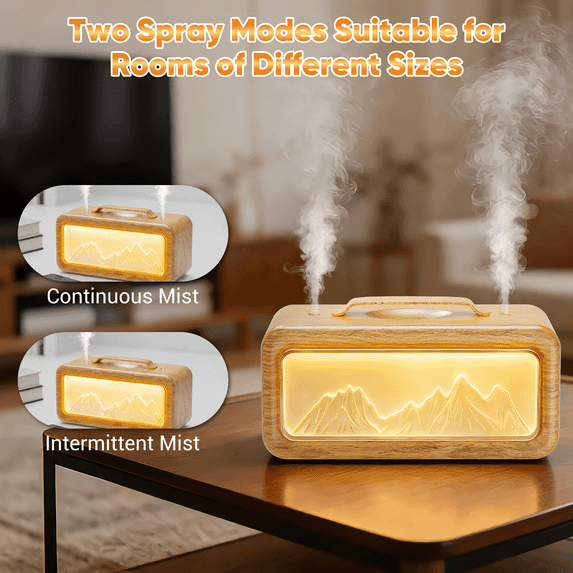 600ML Essential Oil Diffuser, 3‑in‑1 Aromatherapy Diffuser & Cool Mist Humidifier for Large Rooms, Light Wood Grain